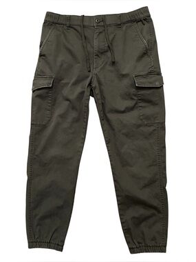 Uniqlo Cargo Jogger Pants Mens Size M Drawstring Tapered Leg Stretch Army Green